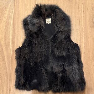 SAM Black/Gray Fox Fur Vest